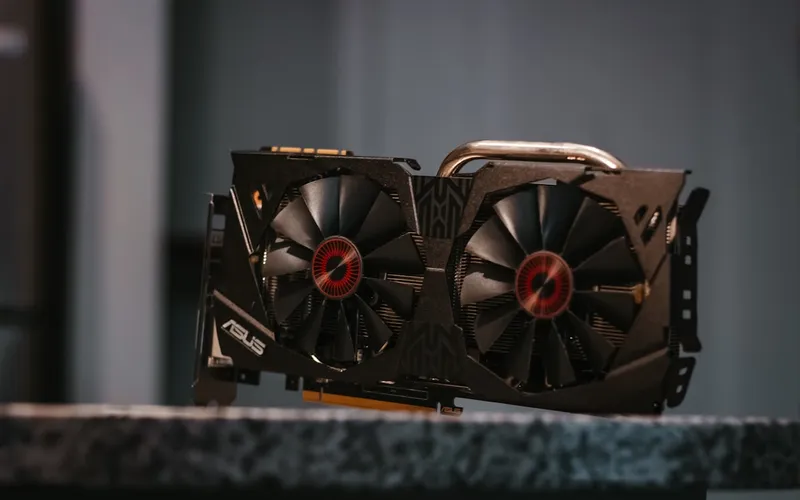 Computer graphics card hardware close-up